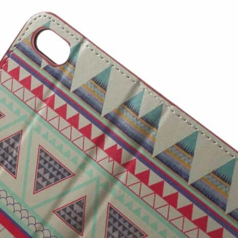 Iphone 7 - Pu Læder Pung Etui Cover Med Stand - Tribal Trekanter