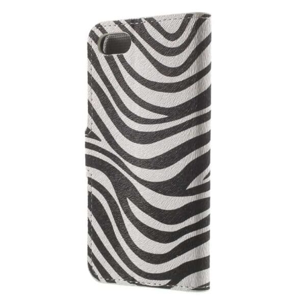 Iphone 7 - Pu Læder Pung Etui Cover Med Stand - Zebrastriber