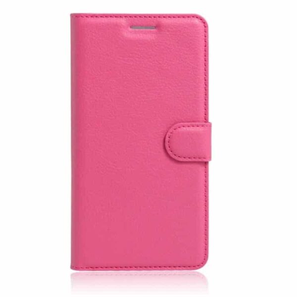 Iphone 7 - Litchi Pu Læder Cover Med Stand - Rosa