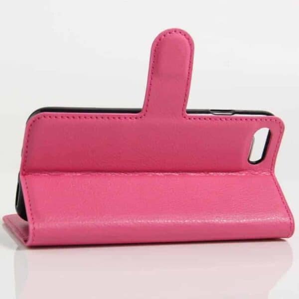 Iphone 7 - Litchi Pu Læder Cover Med Stand - Rosa