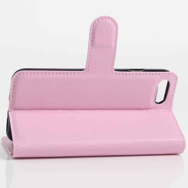 Iphone 7 - Litchi Pu Læder Cover Med Kort Slots - Pink