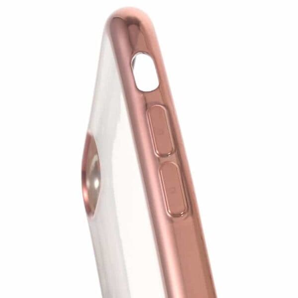 Iphone 7 - Klart Tpu Cover Med Galvaniserede Hjørner  - Rosaguld