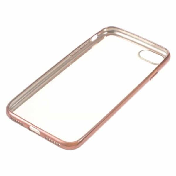 Iphone 7 - Klart Tpu Cover Med Galvaniserede Hjørner  - Rosaguld