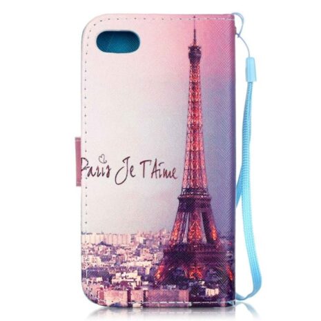 Iphone 7 - Pu Læder Cover Med Stand - Paris Eiffel Tårn