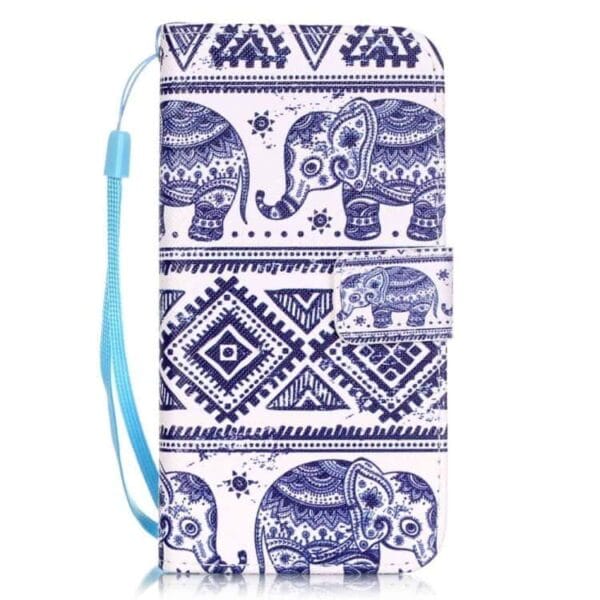 Iphone 7  - Pu Læder Flip Cover - Tribial Elephant