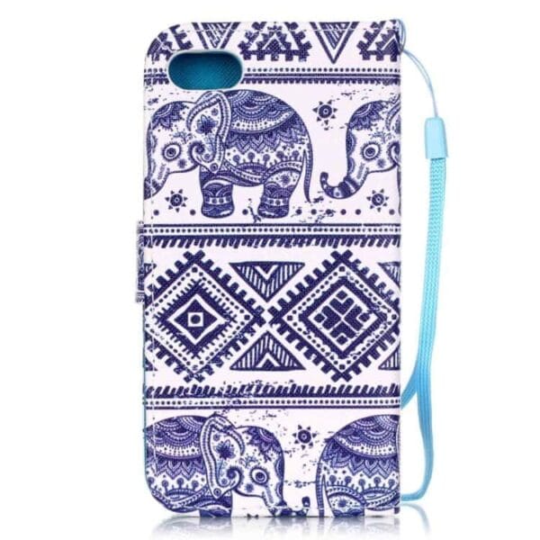 Iphone 7  - Pu Læder Flip Cover - Tribial Elephant