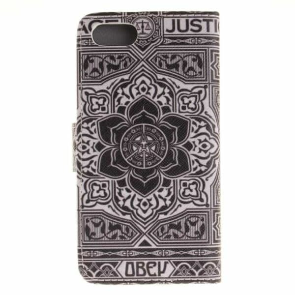 Iphone 7 - Printet Mønster Pu Læder Pung Etui - Mandala Blomster