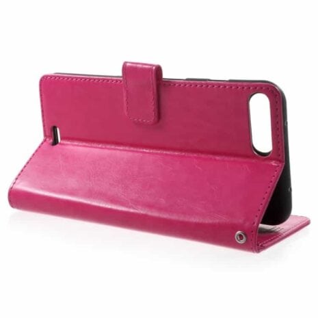 Iphone 7 Plus - Olie Voks Pu Læder Pung Etui Cover - Rosa