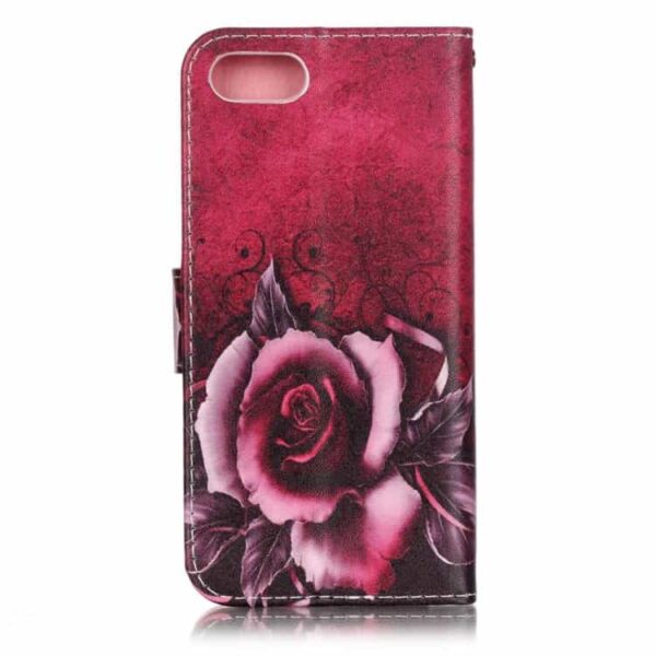 Iphone 7 - Mønstret Pu Læder Etui Pung - Blomstrende Rose