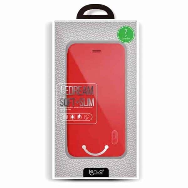 Iphone 7 - Lenuo Ledream Tyndt Pu Læder Flip Cover - Red