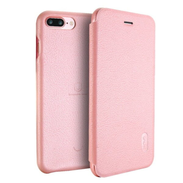 Iphone 7 Plus - Lenuo Ledream Tyndt Pu Læder Flip Cover - Pink