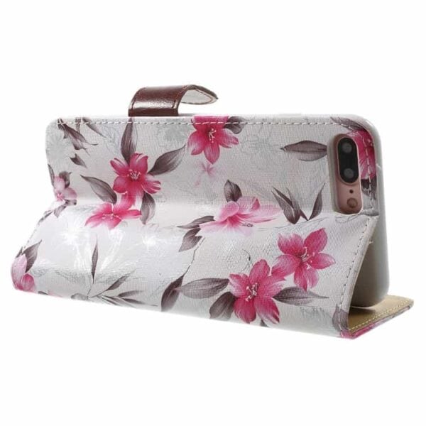 Iphone 7 Plus - Friske Blomster Pung Pu Læder Stand Etui - Hvid