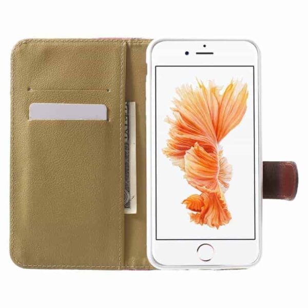 Iphone 7 Plus - Friske Blomster Pung Pu Læder Stand Etui - Blå