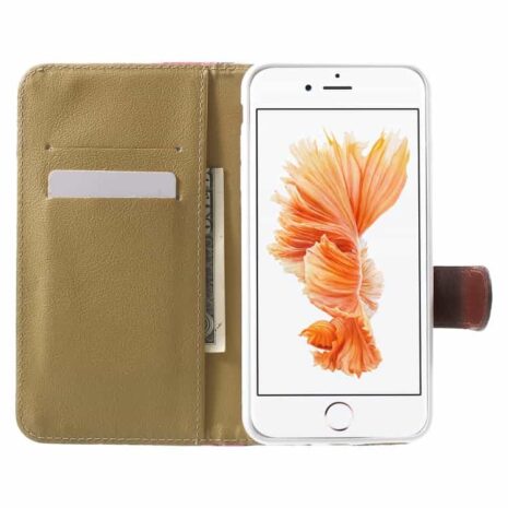 Iphone 7 Plus - Friske Blomster Pung Pu Læder Stand Etui - Lilla