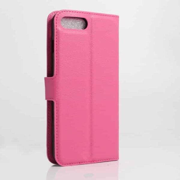 Iphone 7 Plus - Litchi Pu Læder Cover Med Pung - Rosa