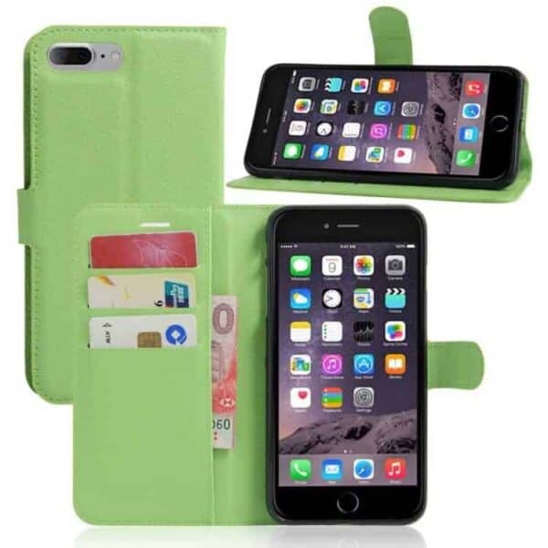 Iphone 7 Plus - Lychee Pu Læder Cover Med Magnetisk Luk - Grøn