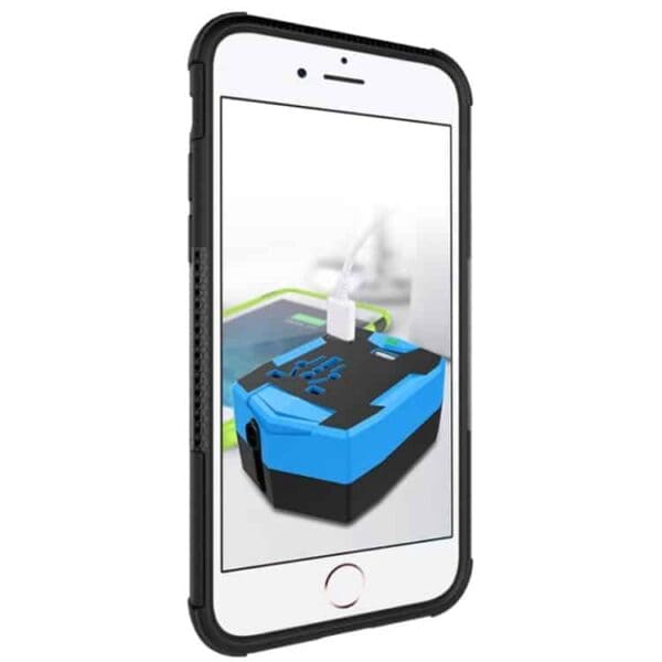 Iphone 7 - Pc + Tpu Hybrid Cover Med Dækaftryk Og Stand - Sort