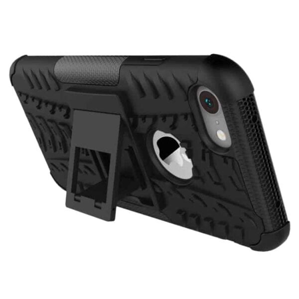 Iphone 7 - Pc + Tpu Hybrid Cover Med Dækaftryk Og Stand - Sort