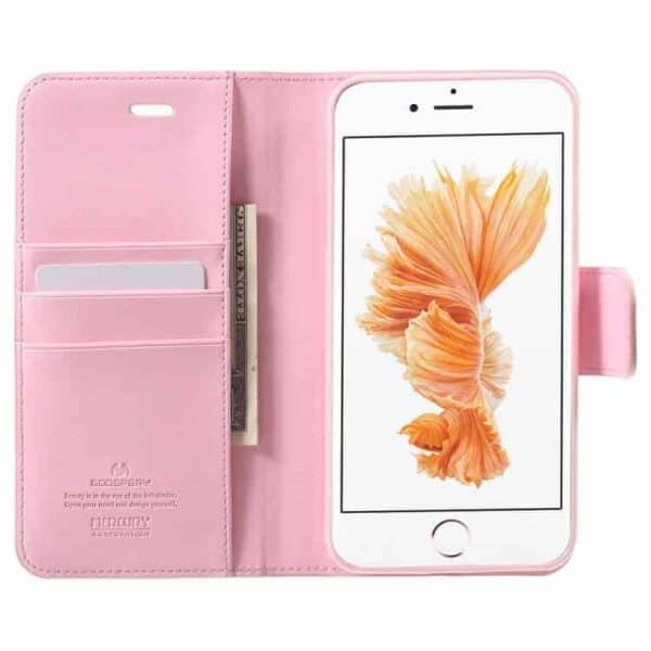 Iphone 7 Plus - Mercury Goospery Sonata Diary Pu Læder Cover Med Kortslots - Pink