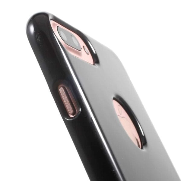 Iphone 8 Plus - Gummi Cover Med Funklende Pulver Design - Sort