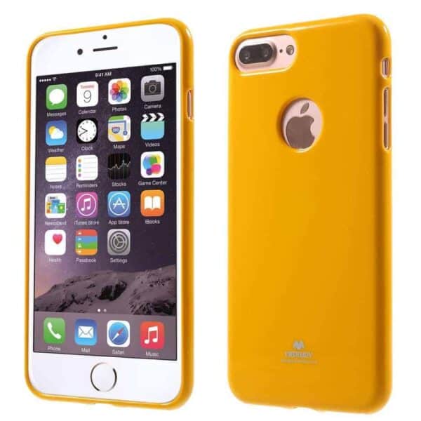 Iphone 8 Plus - Gummi Cover Med Funklende Pulver Design - Gul