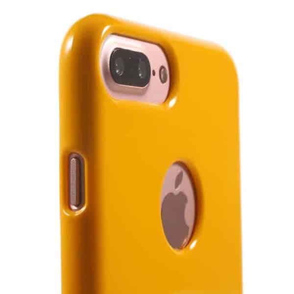 Iphone 8 Plus - Gummi Cover Med Funklende Pulver Design - Gul