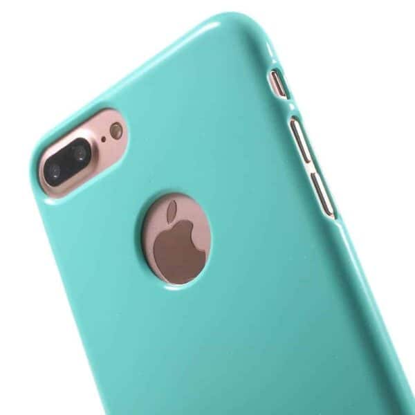 Iphone 8 Plus - Gummi Cover Med Funklende Pulver Design - Cyan