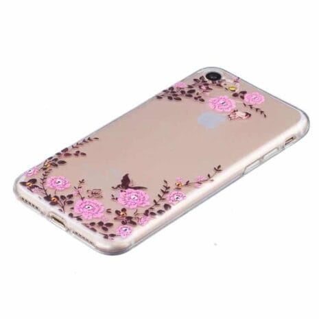 Iphone 7 - Tyndt Tpu Etui - Blomster Og Sommerfugle