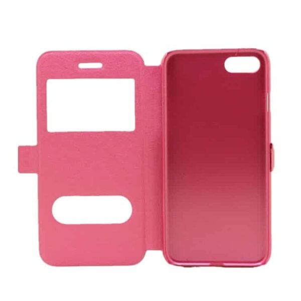 Iphone 7 - Pu Læder Cover Med Vindue - Rosa