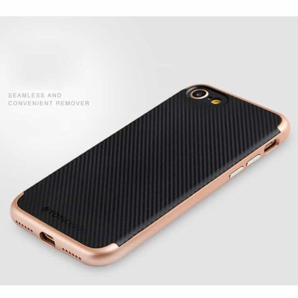 Iphone 7 – Totu Carbon Fiber Pc + Tpu Hybrid Etui – Rosaguld