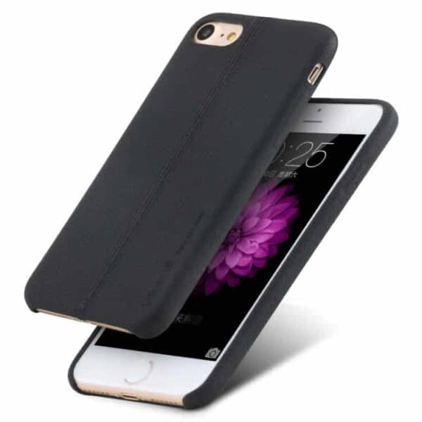 Iphone 7 - Usams Joe Serien Litchi Pu Læder Bagbeklædnings Cover - Sort