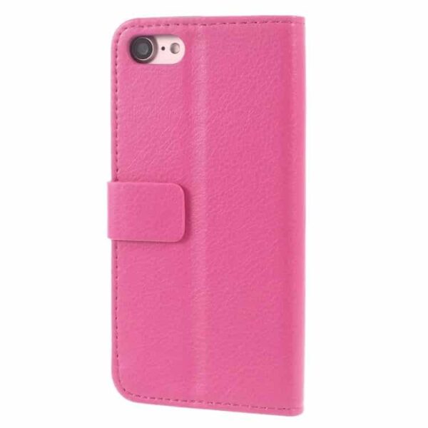 Iphone 7 - Litchi Pu Læder Cover Med Kortslots - Rosa