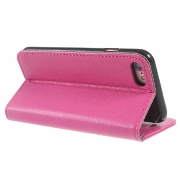 Iphone 7 - Litchi Pu Læder Cover Med Kortslots - Rosa