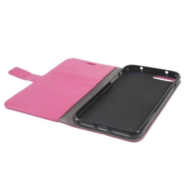 Iphone 7 Plus - Litchi Pu Læder Cover Med Kortslots - Rosa