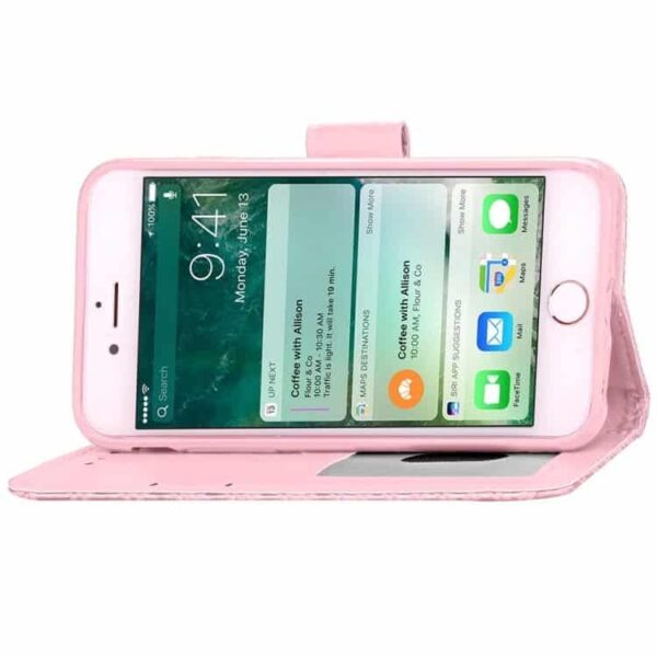 Iphone 7 - Pu Læder Cover Med Kortslots - Pink