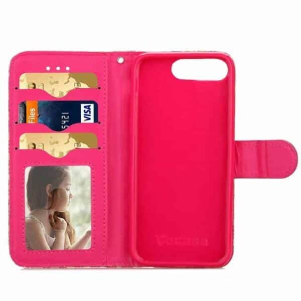 Iphone 7 Plus - Pu Læder Cover Med Kortslots - Rosa