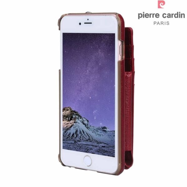 Iphone 6/6s - Pierre Cardin Ægte Læder Overtrukket Hard Cover Med Kortslots - Rød