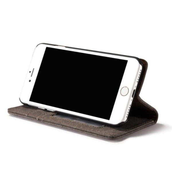 Iphone 7 - Caseme Canvas Pu Læder Pung Etui Med Stand - Sort