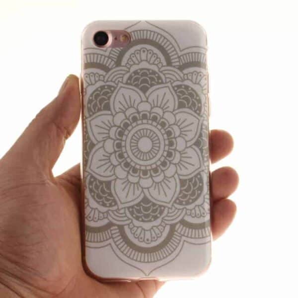 Iphone 7 - Blødt Tpu Imd Mønstret Cover - Henna Lotusblomst