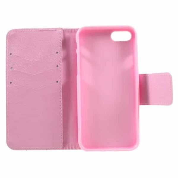 Iphone 7 - Solid Pc Tpu Cover Med Stand Og Kortslots - Røde Blomster