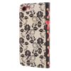 Iphone 7 - Pu Læder Cover  Med Pung Og Kortslots - Blomster Og Sløjfe