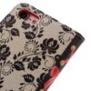 Iphone 7 - Pu Læder Cover  Med Pung Og Kortslots - Blomster Og Sløjfe