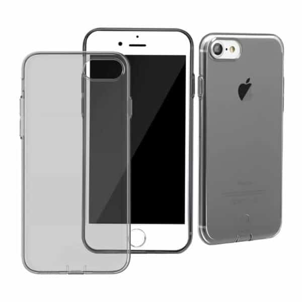 Iphone 7 - Baseus Simple Series Klart Tpu Cover Med Støvplug - Sort