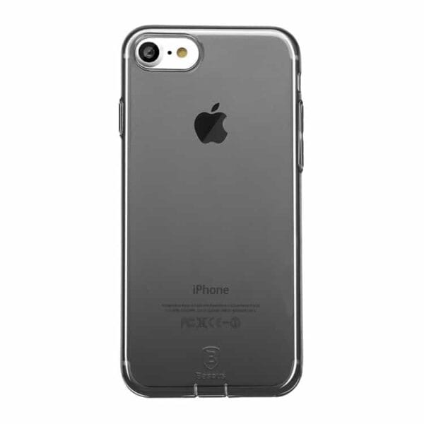 Iphone 7 - Baseus Simple Series Klart Tpu Cover Med Støvplug - Sort