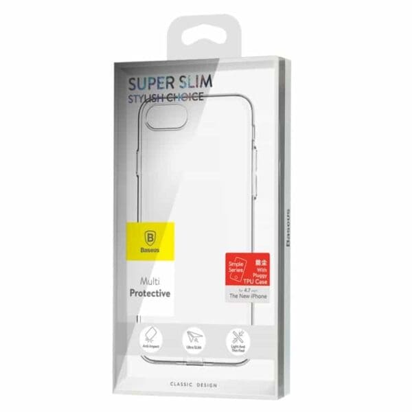 Iphone 7 – Baseus Simple Series Clart Tpu Cover Med Støvplug – Transparent