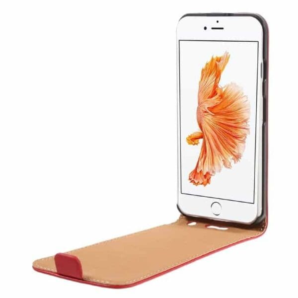 Iphone 7 - Vertical Flip Pu Læder Cover - Rød