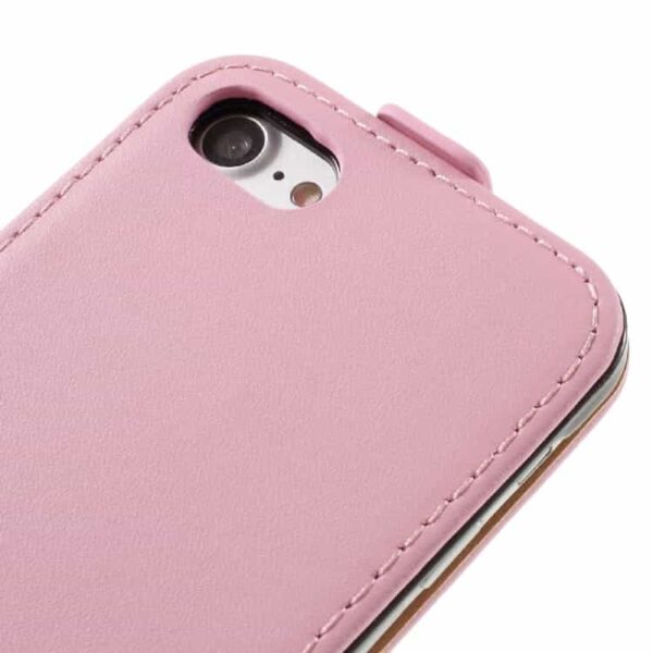 Iphone 7 - Vertical Flip Pu Læder Cover - Pink