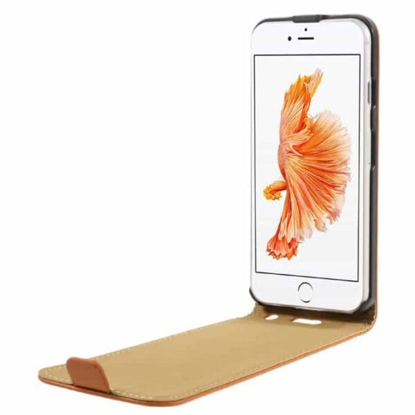 Iphone 7 - Vertical Flip Pu Læder Cover - Orange