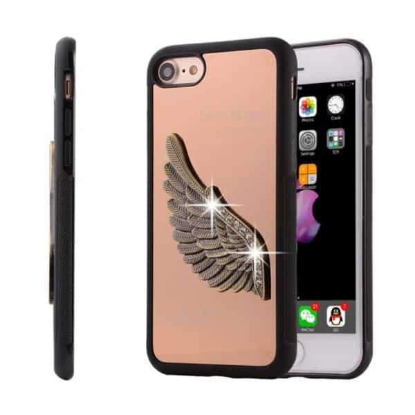 Iphone 7 - 3d Vinge Aluminium Alloy Overtrukket Hard Pc Cover - Rosaguld