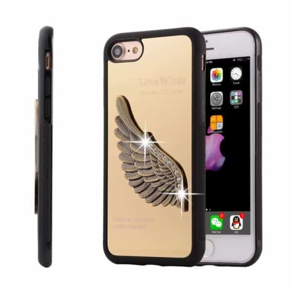 Iphone 7 - 3d Vinge Aluminium Alloy Overtrukket Hard Pc Cover - Guldfarve